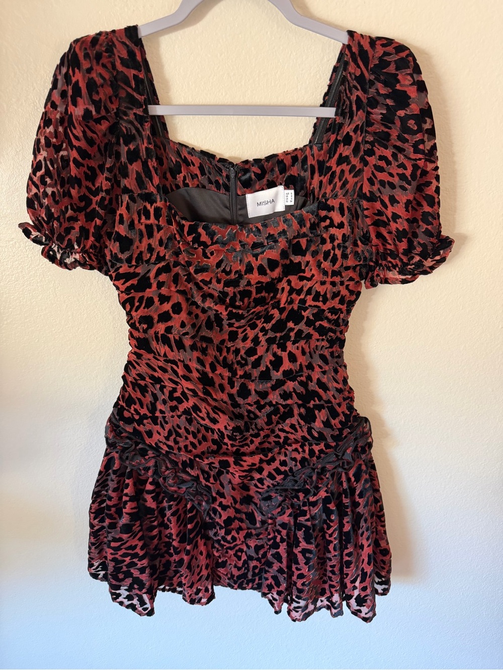 MISHA brown and Black Velvet Leopard-Print Dress